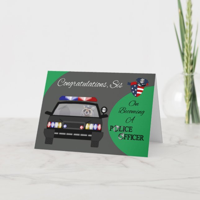 Félicitations, soeur, carte de voeux de police (Devant)