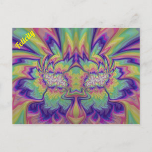 FELICITY ~ 3D-Fraktal Design Muster ~ Multicolor Postkarte