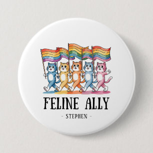 Feline Ally - Rainbow Cat LGBTQ Pride Button