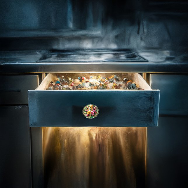 Feline Amidt ein lebendiges Blütenblut Keramikknauf (Von Creator hochgeladen)