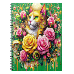 Feline Amidt ein lebendiges Blütenblut Notizblock