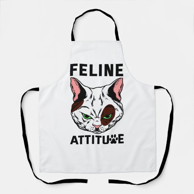 Feline Attitude Cat Mood Pet Character Schürze (Vorderseite)