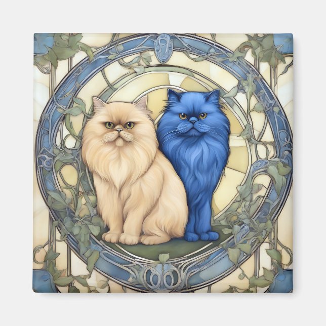Feline Beauty persian cat art nouveau Magnet (Vorne)