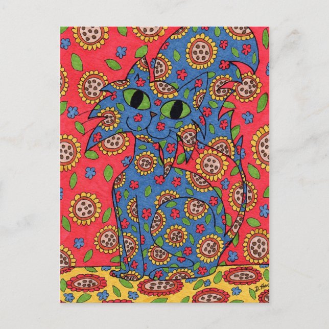 Feline Blume Frenzy Postkarte (Vorderseite)