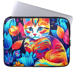 Feline Blumenfantasie Laptopschutzhülle