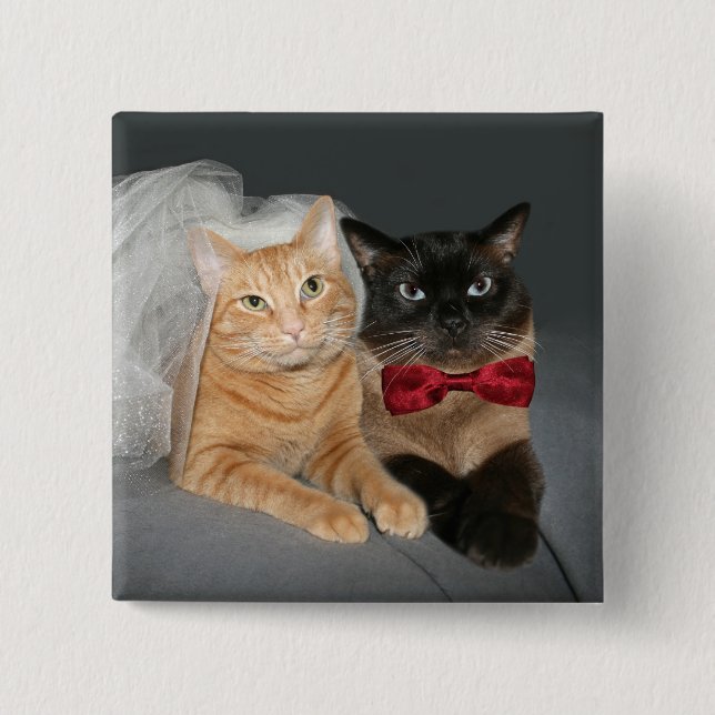 Feline Braut und Bräutigam Button (Vorderseite)