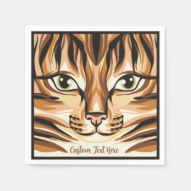 Feline Cat Lover Animal Face Personalisiert Serviette (Vorderseite)