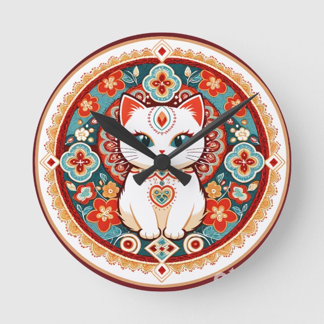 Feline Cat Runde Wanduhr (Vorderseite)