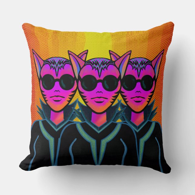 Feline Character in triplicate Kissen (Vorderseite)