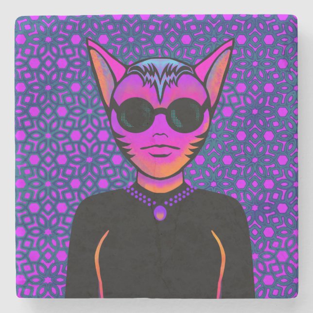 Feline character steinuntersetzer (Vorderseite)