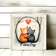 Feline Cosy Chat Aimer Poster Art Poster Mur Art
