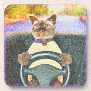 "Feline Driver" Niedliches Foto. Jetzt kaufen Getränkeuntersetzer