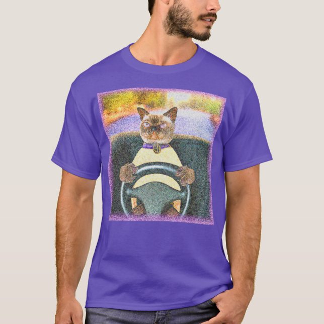 "Feline Driver" Niedliches Foto. Jetzt kaufen T-Shirt (Vorderseite)