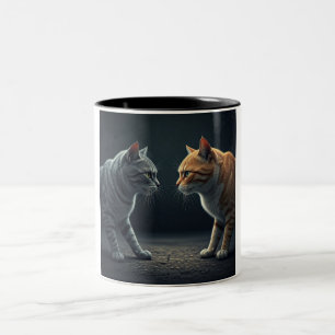 Feline Face-Off-Coffee-Tasse Zweifarbige Tasse