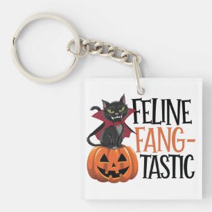 Feline Fang-tastisches Halloween Vampire Cat Desig Schlüsselanhänger