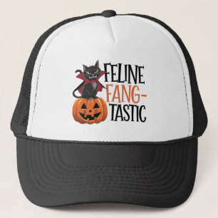 Feline Fang-tastisches Halloween Vampire Cat Desig Truckerkappe