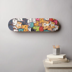Feline Fantasy: Niedliche Anime Cats Galore Skateboard