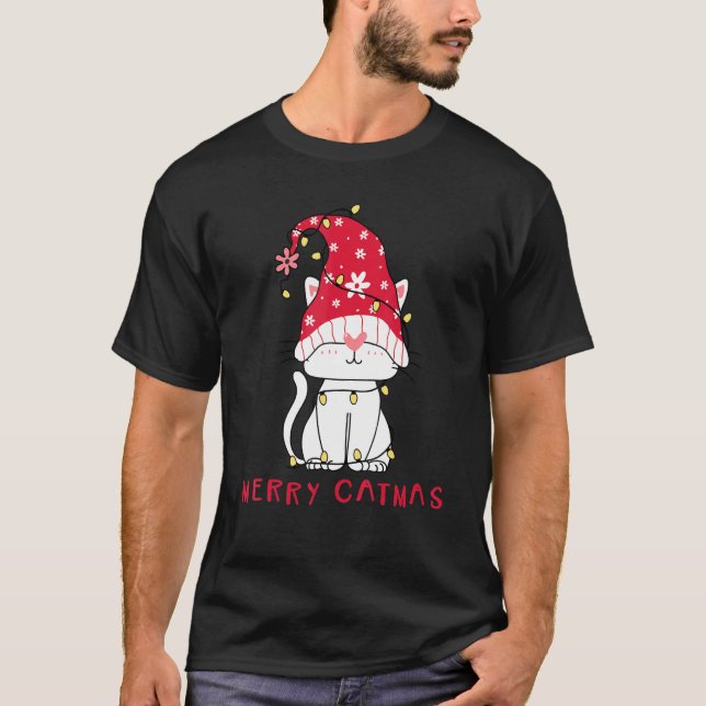 Feline Festive   Xmas Holiday Merry Catmas Party T-Shirt (Vorderseite)