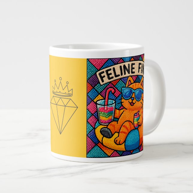 Feline Fine Diamond Artists Jumbo-Tasse (Vorderseite Rechts)