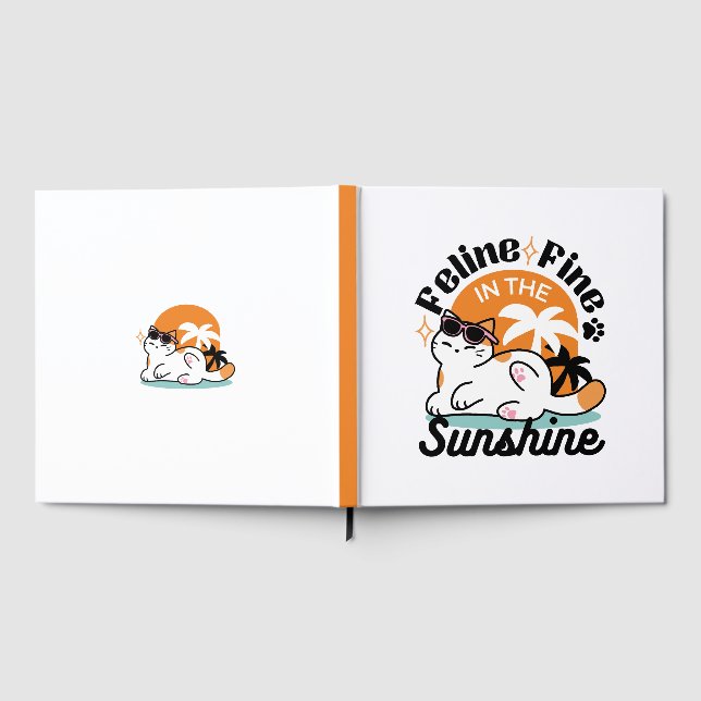 Feline Fine in the Sunshine - Entspannte Tropenkat Gästebuch (Voll)