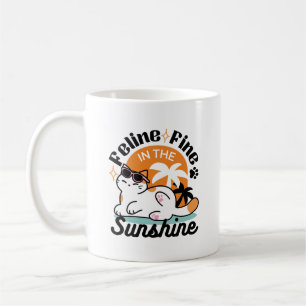 Feline Fine in the Sunshine - Entspannte Tropenkat Kaffeetasse