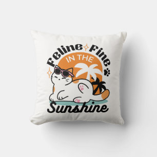 Feline Fine in the Sunshine - Entspannte Tropenkat Kissen