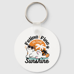 Feline Fine in the Sunshine - Entspannte Tropenkat Schlüsselanhänger