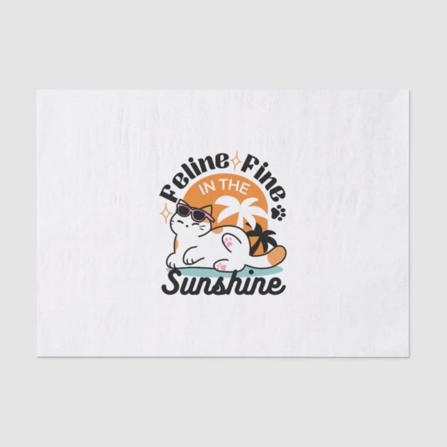 Feline Fine in the Sunshine - Entspannte Tropenkat Seidenpapier (Vorderseite)