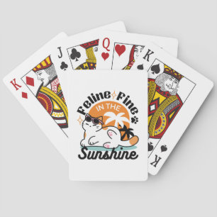 Feline Fine in the Sunshine - Entspannte Tropenkat Spielkarten