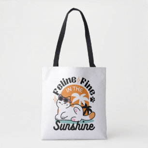 Feline Fine in the Sunshine - Entspannte Tropenkat Tasche