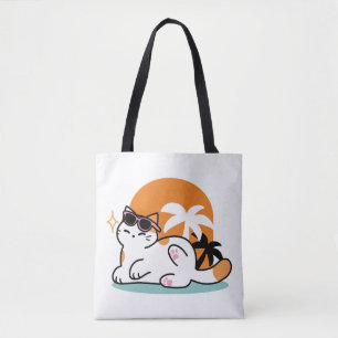 Feline Fine in the Sunshine - Entspannte Tropenkat Tasche