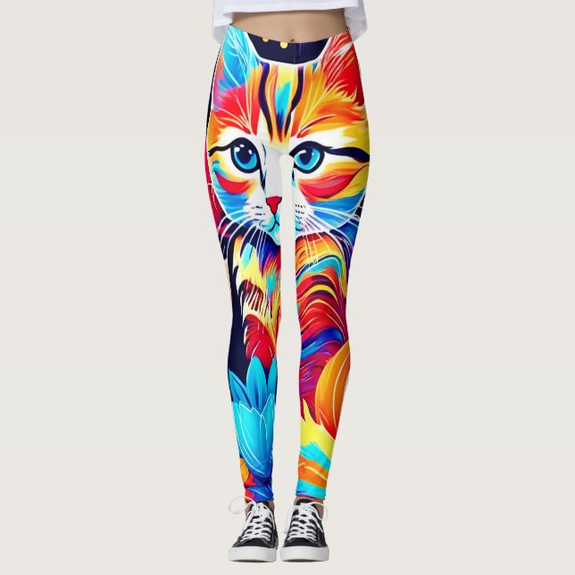 Feline Floral Fantasy Leggings (Vorderseite)