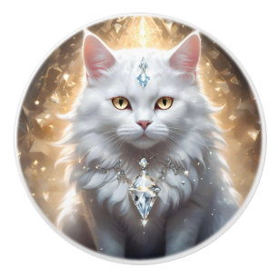 "Feline Fortune: The Diamond Dripped Diva" Keramikknauf
