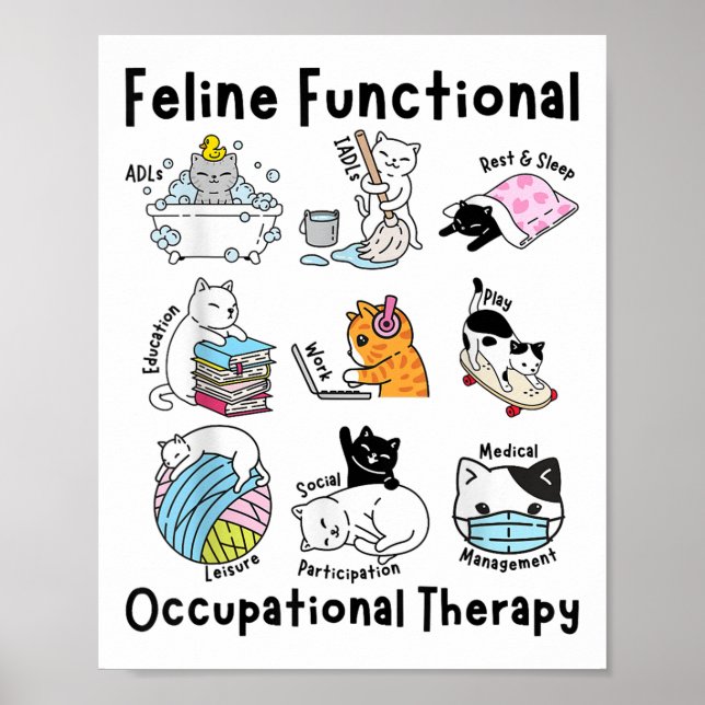 Feline Fun Cat Functional Occupational Therapy Poster (Vorne)