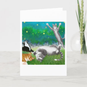 Feline Fun with Fireflies Card Karte