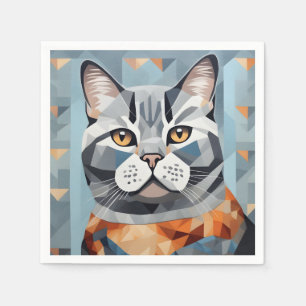 Feline Geometry British Shorthair Serviette