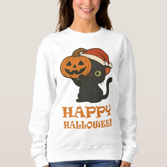 Feline Halloween Sweater für Katzenliebhaber Sweatshirt (Vorderseite)