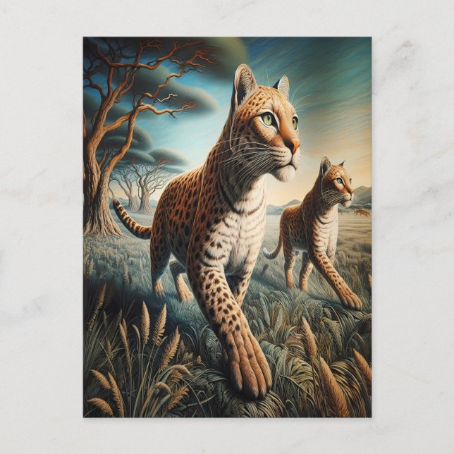 Feline Harmonie in Wildblumen Postkarte (Vorderseite)