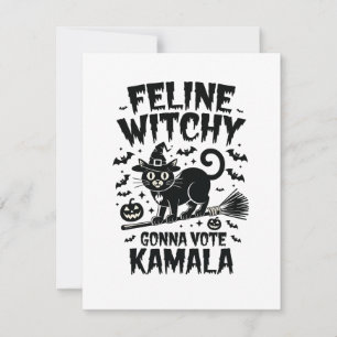Feline Hexe Wird Kamala Wählen Halloween  Mitteilungskarte