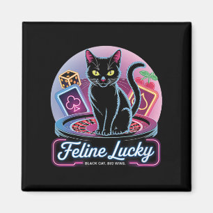 Feline Lucky Gambling Casino Cat Game Player & Magnet