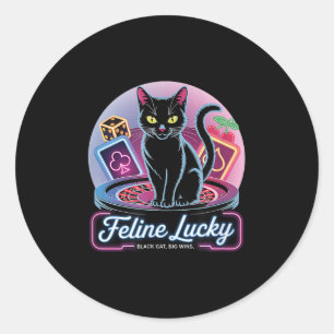 Feline Lucky Gambling Casino Cat Game Player &amp Runder Aufkleber