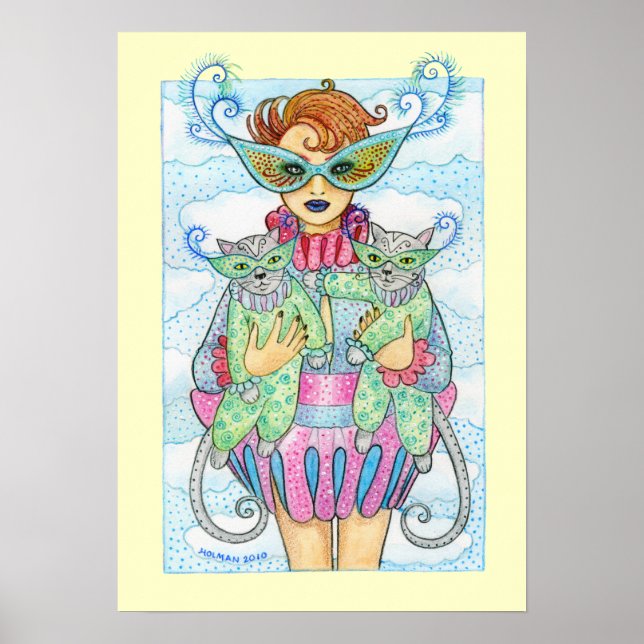 Feline Masquerade Print Poster (Vorne)