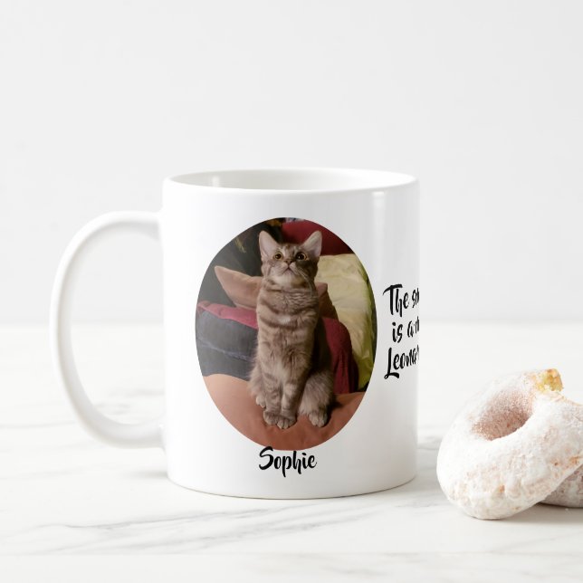 Feline Masterpiece Two Fotos and Names Kaffeetasse (Mit Donut)