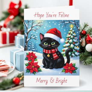 Feline Merry and Bright Persönliche Weihnachtska Feiertagskarte