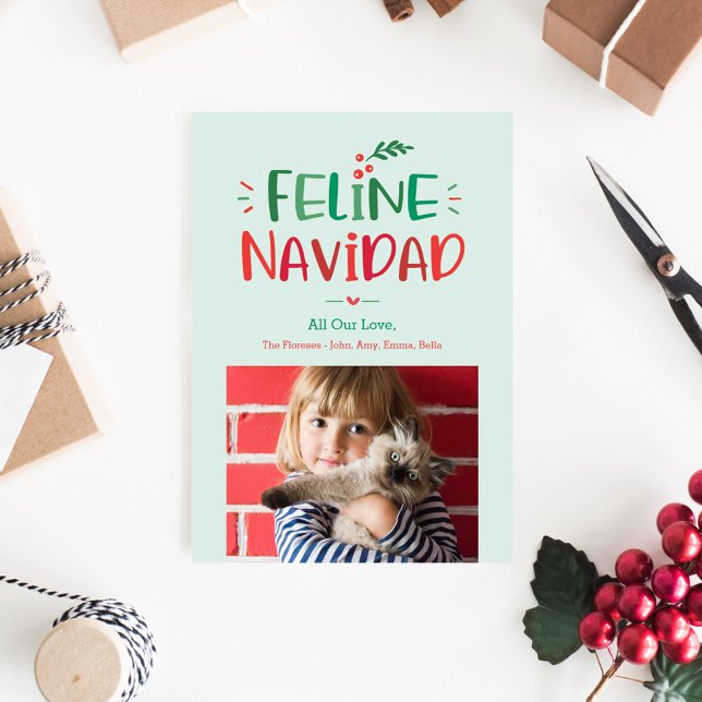 Feline Navidad Pet Carte photo de vacances (Créateur téléchargé)