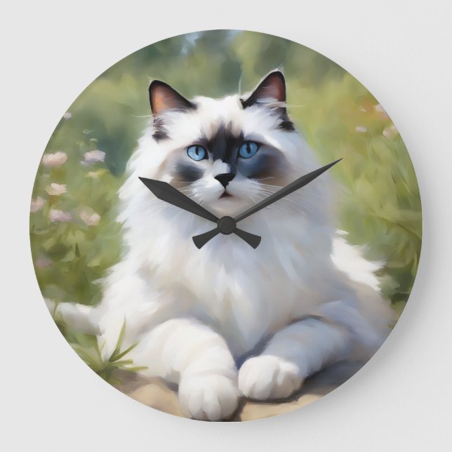 Feline Ragdolls beeindruckende Schönheit Große Wanduhr (Vorderseite)