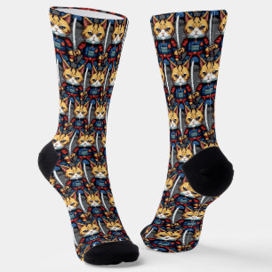 Feline Samurai Warrior Socken