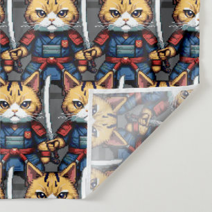 Feline Samurai Warrior Wandteppich