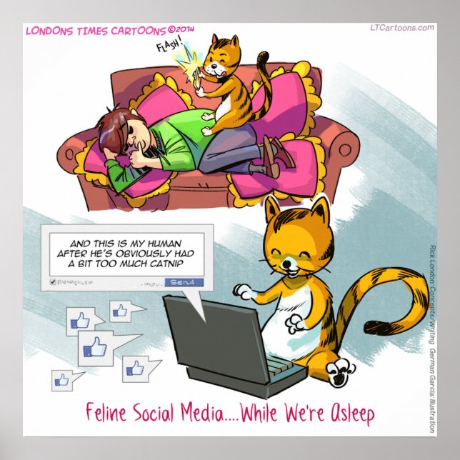 Feline Social Media Funny Poster (Vorne)