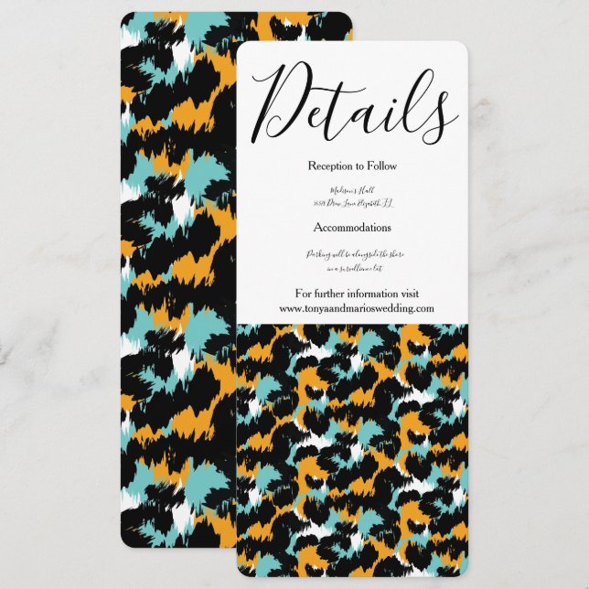 Feline Splash Animal Print Wedding Einladung (Vorne/Hinten)